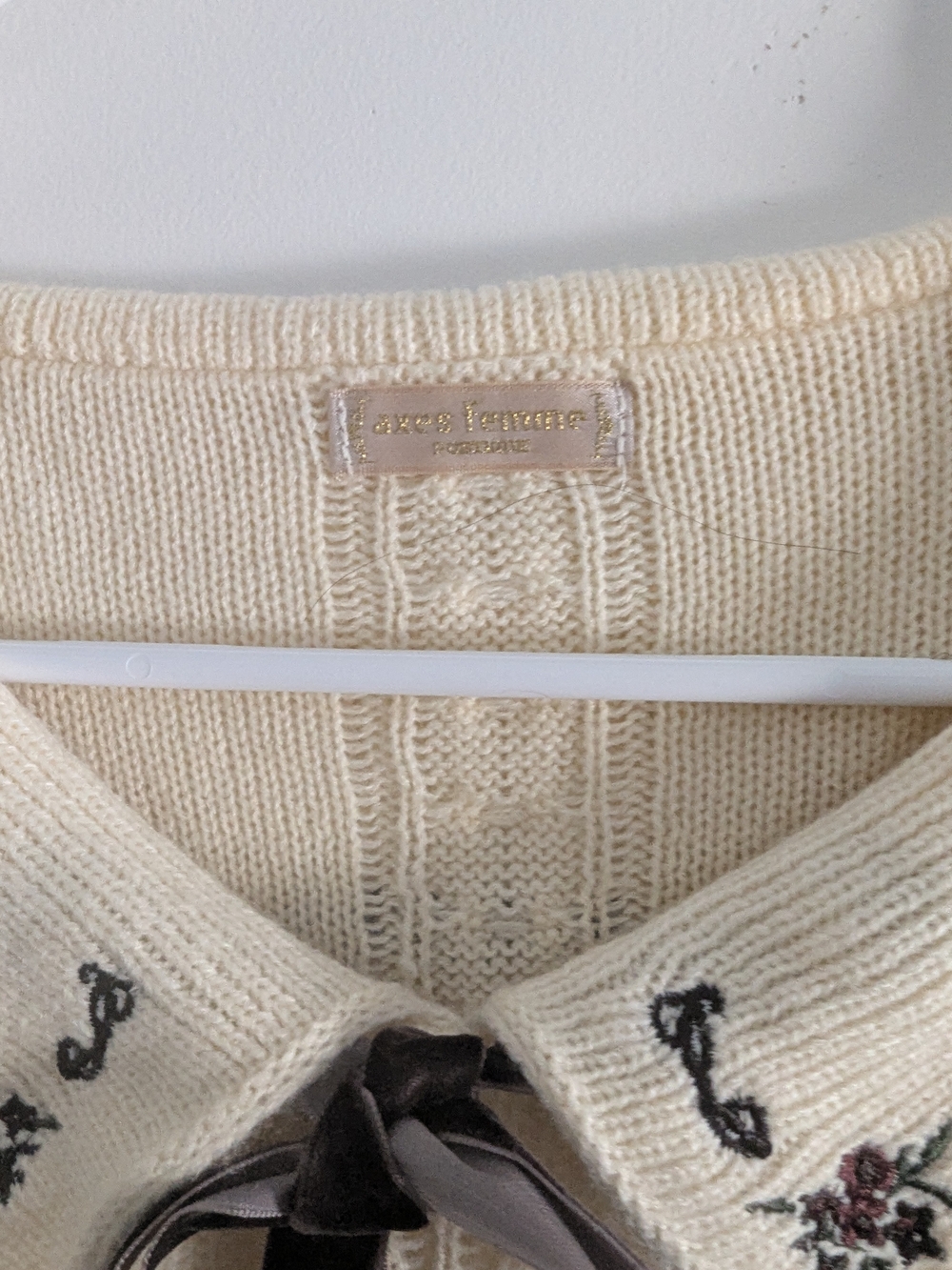 Axes Femme Cream Embroidered Sailor Collar Knit Sweater - Picture 3 of 6